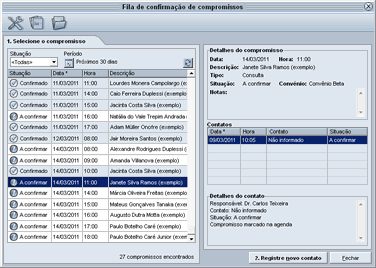 Fila de confirmação de compromissos