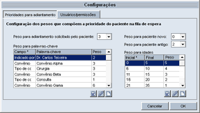 Configuração de peso