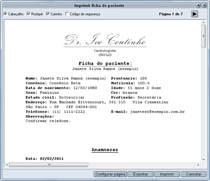 Imprimir Ficha do Paciente