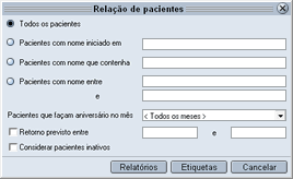 Relação de pacientes